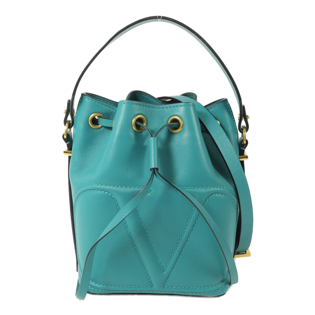 Valentino Garavani VLogo Walk Bucket Bag Green Calfskin XW9B0G54ENE (1 of 14)