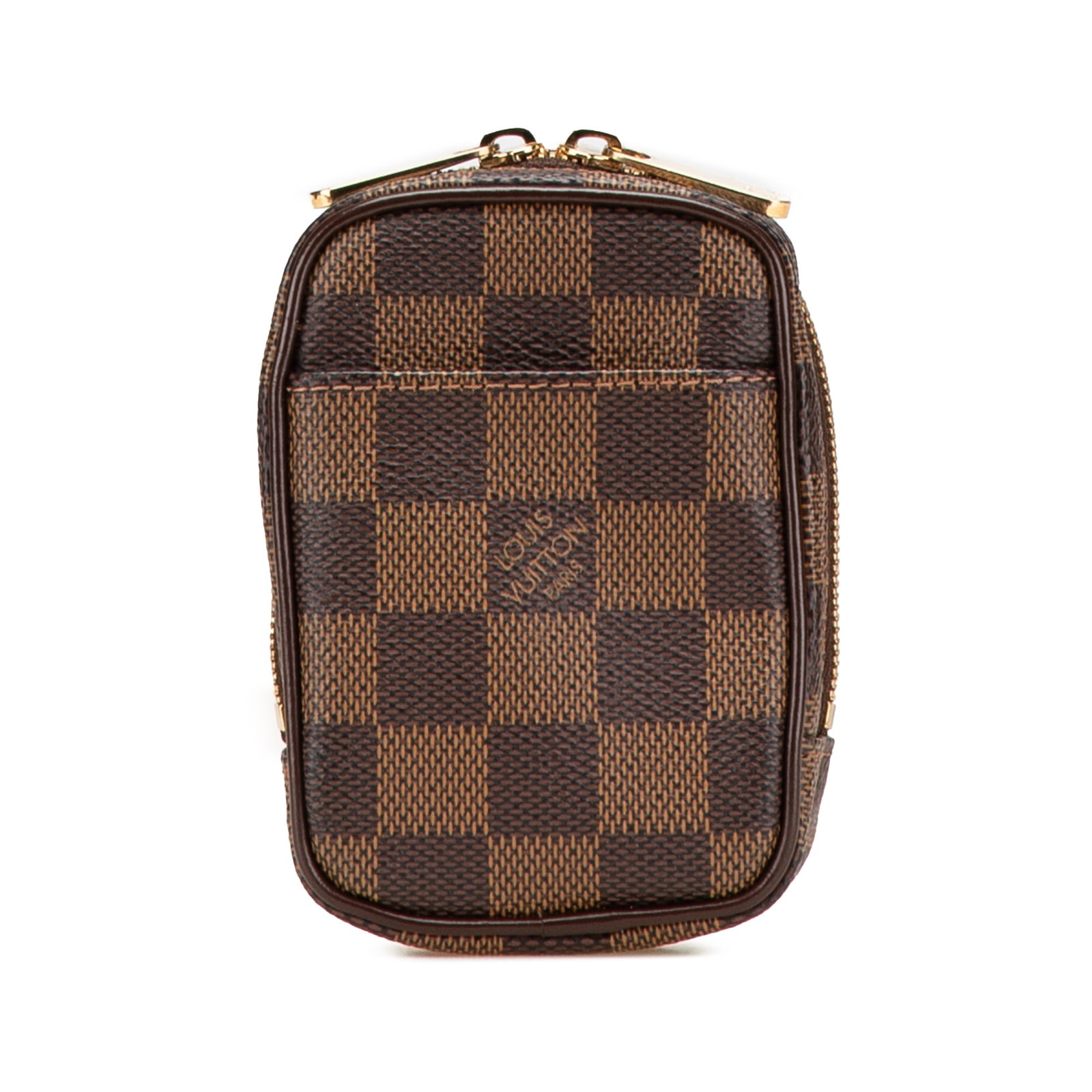 Louis Vuitton Damier Ebene Etui Okapi PM Bag with Leather Trim: Louis Vuitton Damier Ebene Etui Okapi PM Bag with Leather Trim Introducing the Louis Vuitton Damier Ebene Etui Okapi PM, an elegant and functional accessory crafted from quality damier ebene canvas wi