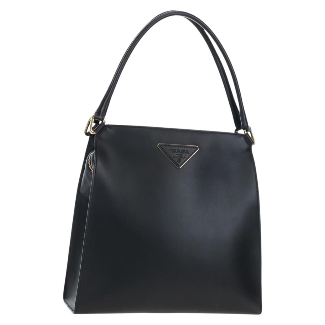 PRADA Leather Shoulder Bag Black with Gold Tone Dust Bag Card (1 of 18)