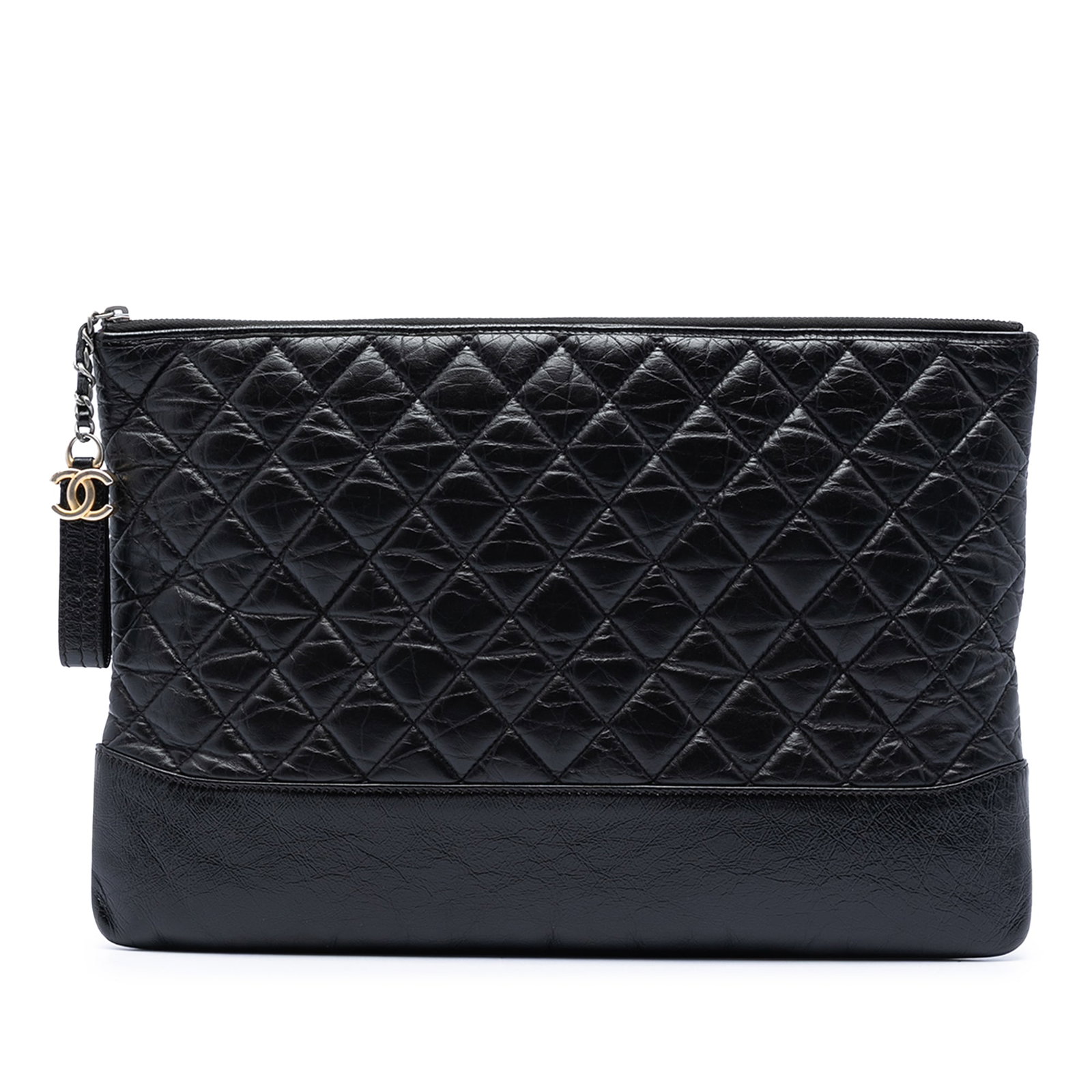 Chanel Gabrielle O Case Large Black Aged Calfskin Clutch (1 of 5)