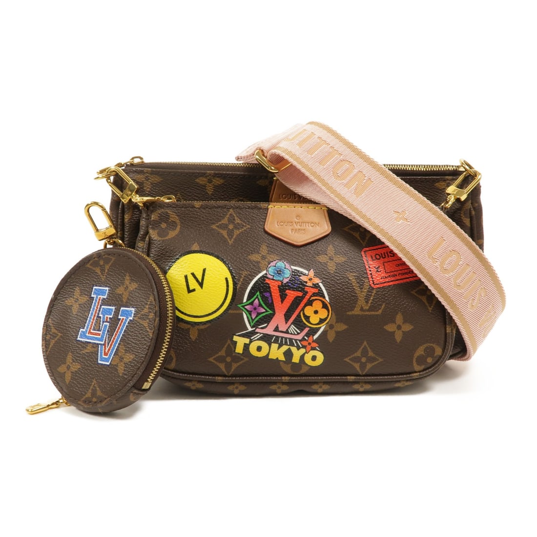 Louis Vuitton M44840 Multi Pochette Accessoires Monogram 2 Way Shoulder Bag: Louis Vuitton M44840 Multi Pochette Accessoires Monogram 2 Way Shoulder Bag Louis Vuitton Multi Pochette Accessoires 2-way shoulder bag in brown Monogram PVC coated canvas. This women's bag includes a