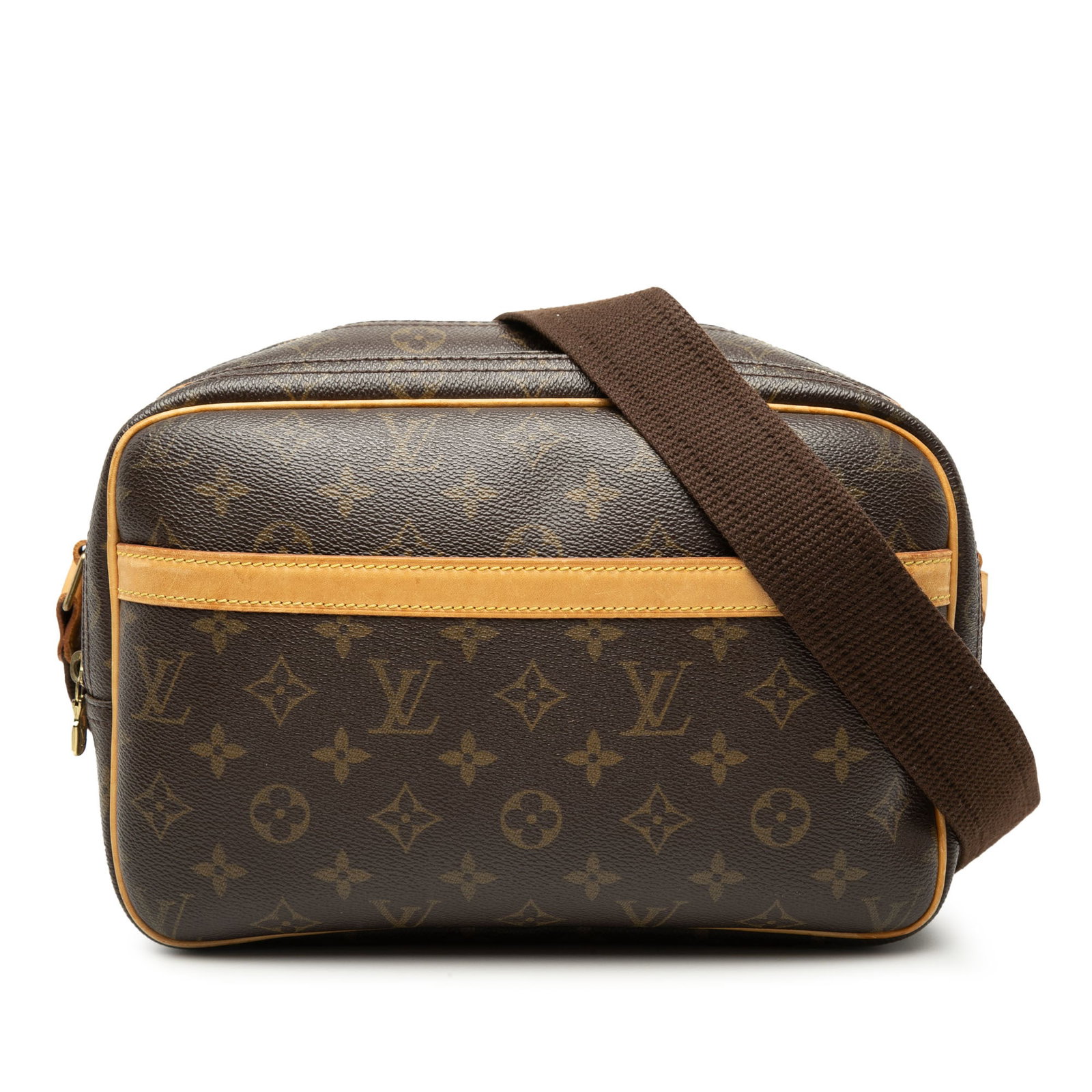 Louis Vuitton Reporter PM Monogram Canvas Crossbody Bag: Louis Vuitton Reporter PM Monogram Canvas Crossbody Bag Louis Vuitton Monogram Reporter PM bag featuring a monogram canvas body with vachetta leather trim, an adjustable flat strap, double compartment