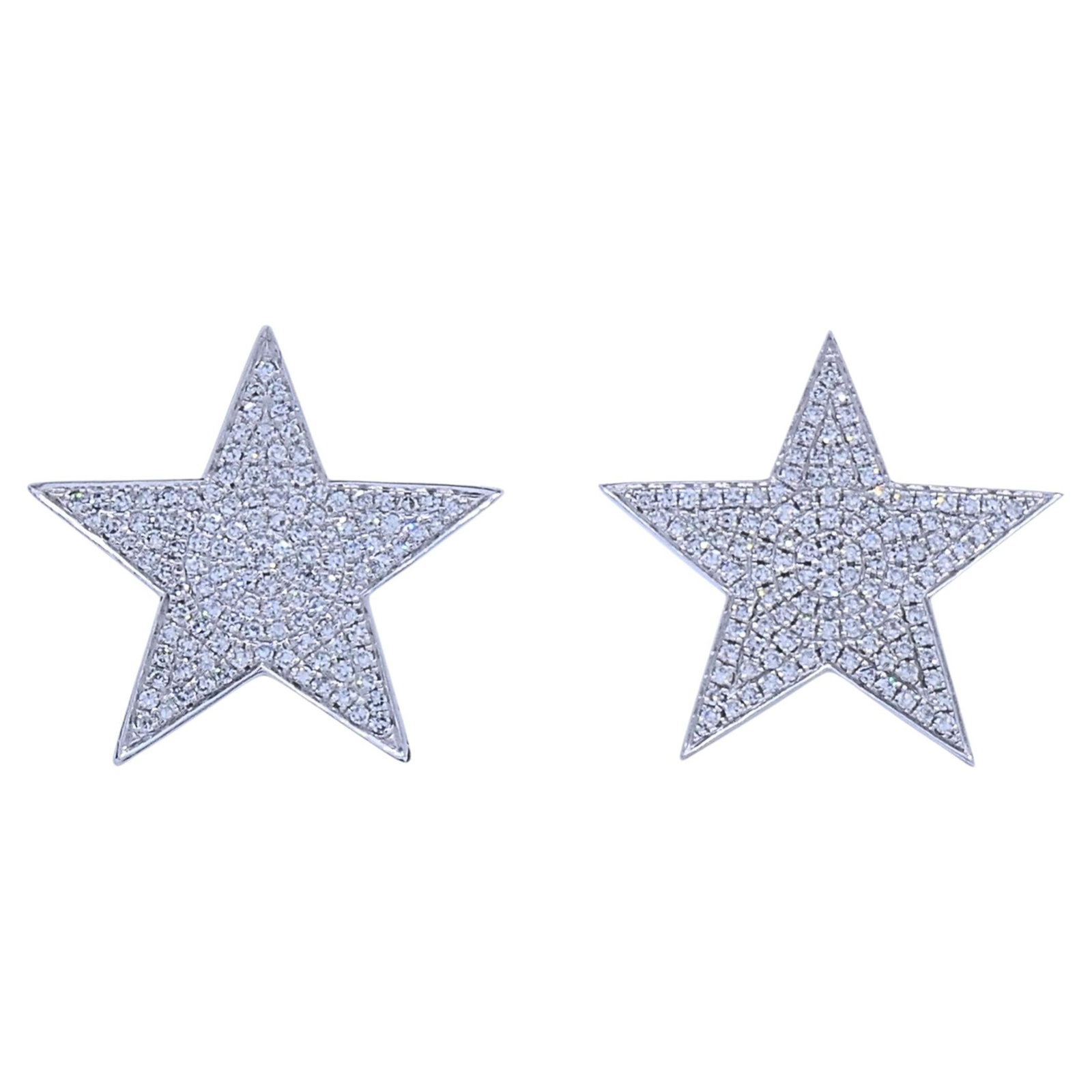 Round Diamond Star Earrings in 14K White Gold (1 of 8)