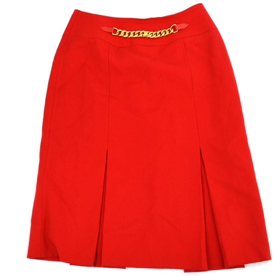 CELINE Vintage Red Wool Knee Length Skirt Size 36 (1 of 9)