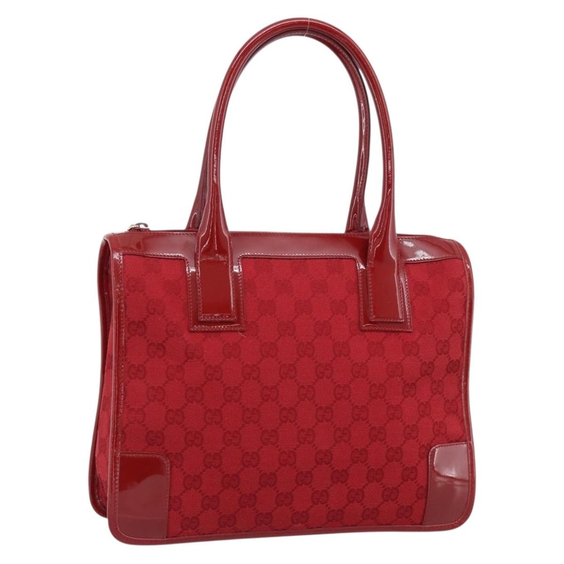 Gucci 000 0855 GG Canvas Handbag Red Gold Tone: Gucci 000 0855 GG Canvas Handbag Red Gold Tone Gucci hand bag in GG Canvas with a red and gold exterior. It is a women's style bag made in Italy and measures approximately 11.8 x 9.4 x 4.3 inches, wit