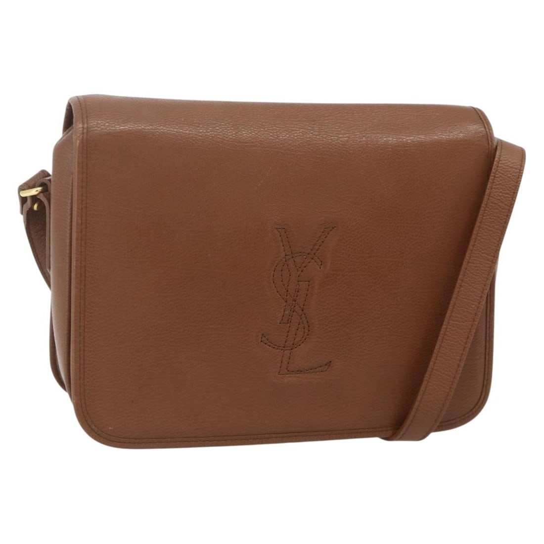 Saint Laurent Leather Shoulder Bag Brown with Gold Tone: Saint Laurent Leather Shoulder Bag Brown with Gold Tone Saint Laurent shoulder bag in brown leather with gold-tone accents. Made in Italy, this women's bag shows reasonable wear and tear consistent wi