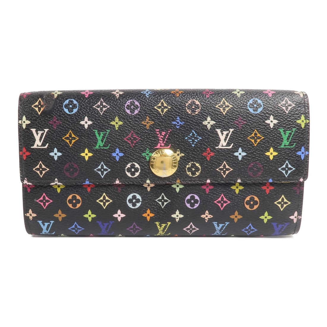Louis Vuitton M93533 Portefeuille Sarah Wallet Monogram Multicolore Black: Louis Vuitton M93533 Portefeuille Sarah Wallet Monogram Multicolore Black Louis Vuitton Portefeuille Sarah bifold wallet in black Monogram Multicolore PVC coated canvas. This women's wallet features a