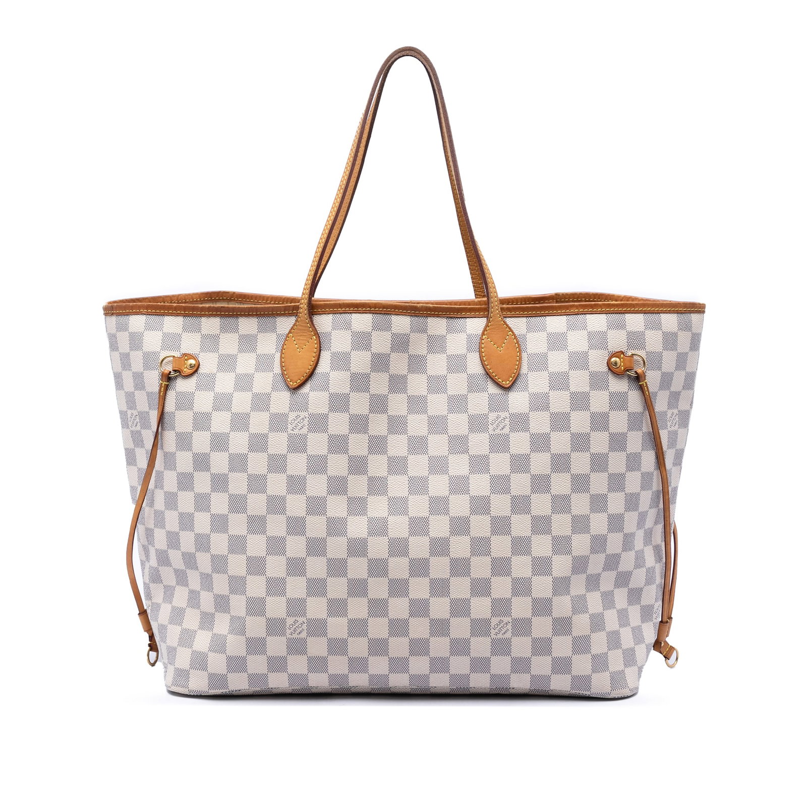 Louis Vuitton Neverfull GM Damier Azur Tote Bag: Louis Vuitton Neverfull GM Damier Azur Tote Bag Louis Vuitton Damier Azur Neverfull GM tote bag crafted with a damier azur canvas body and vachetta leather trim. It features flat vachetta leather shou