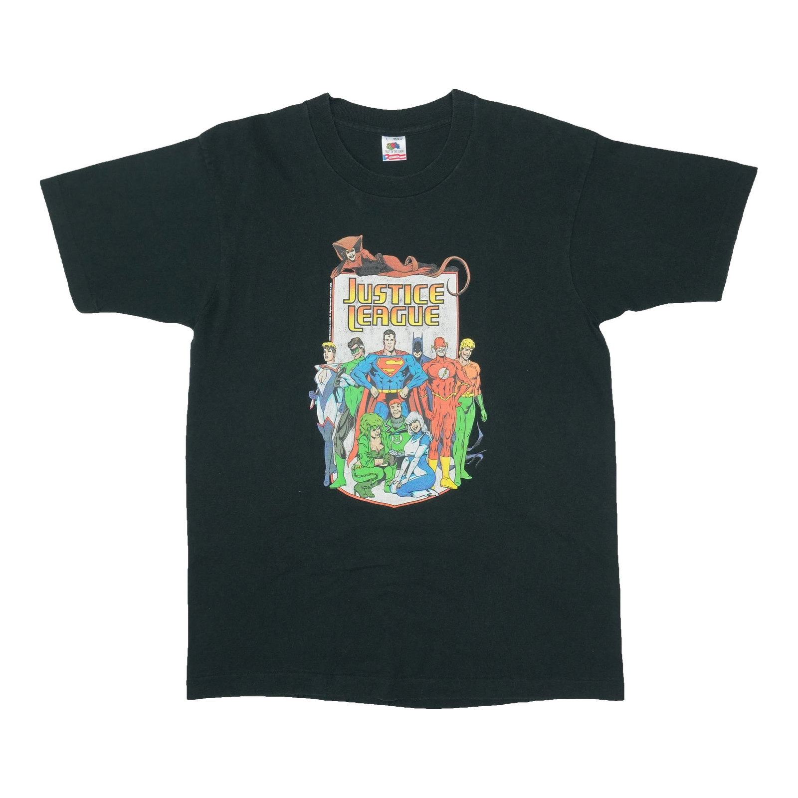 Black 1992 Justice League DC Comics Vintage Cotton T Shirt Large (1 of 4)