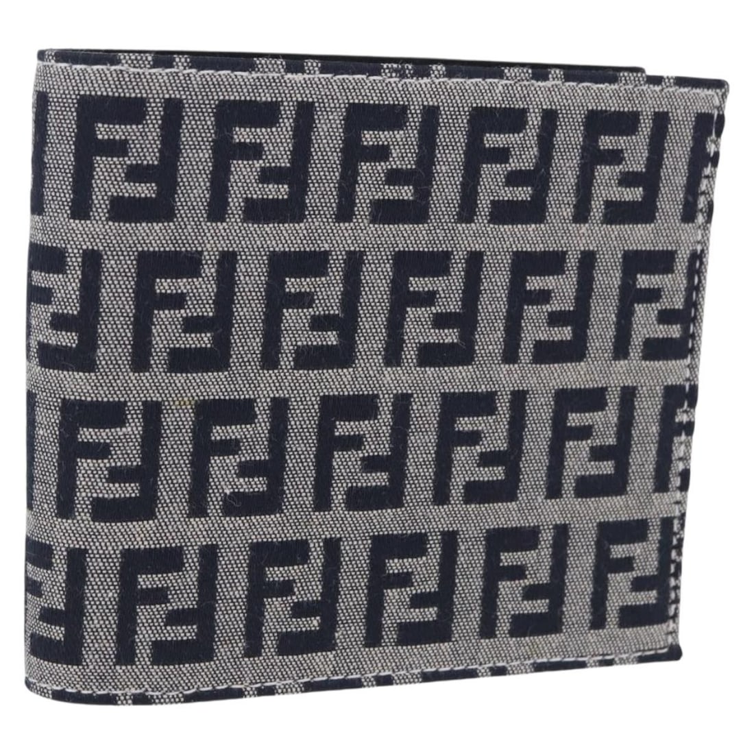 FENDI Zucchino Navy Canvas Bifold Wallet with Box: FENDI Zucchino Navy Canvas Bifold Wallet with Box Authentic FENDI bifold wallet in navy Zucchino canvas. Made in Italy, this women's wallet includes the item box. Condition is ranked A: excellent over