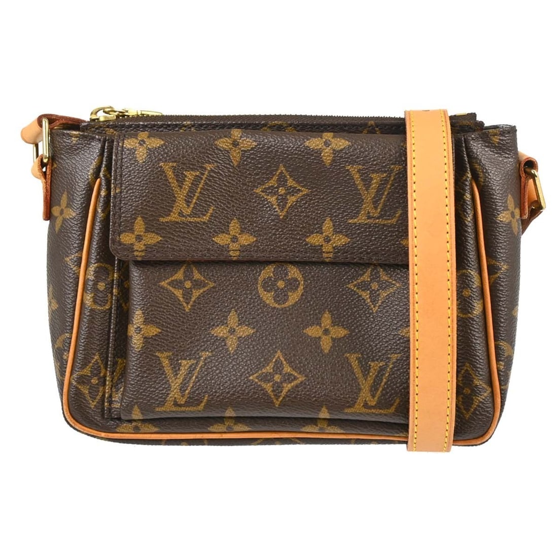Louis Vuitton Viva Cite PM Monogram Canvas Crossbody M51165: Louis Vuitton Viva Cite PM Monogram Canvas Crossbody M51165 Louis Vuitton Viva Cite PM crossbody bag in Monogram canvas with leather trim and an adjustable crossbody strap. This vintage women's bag fe