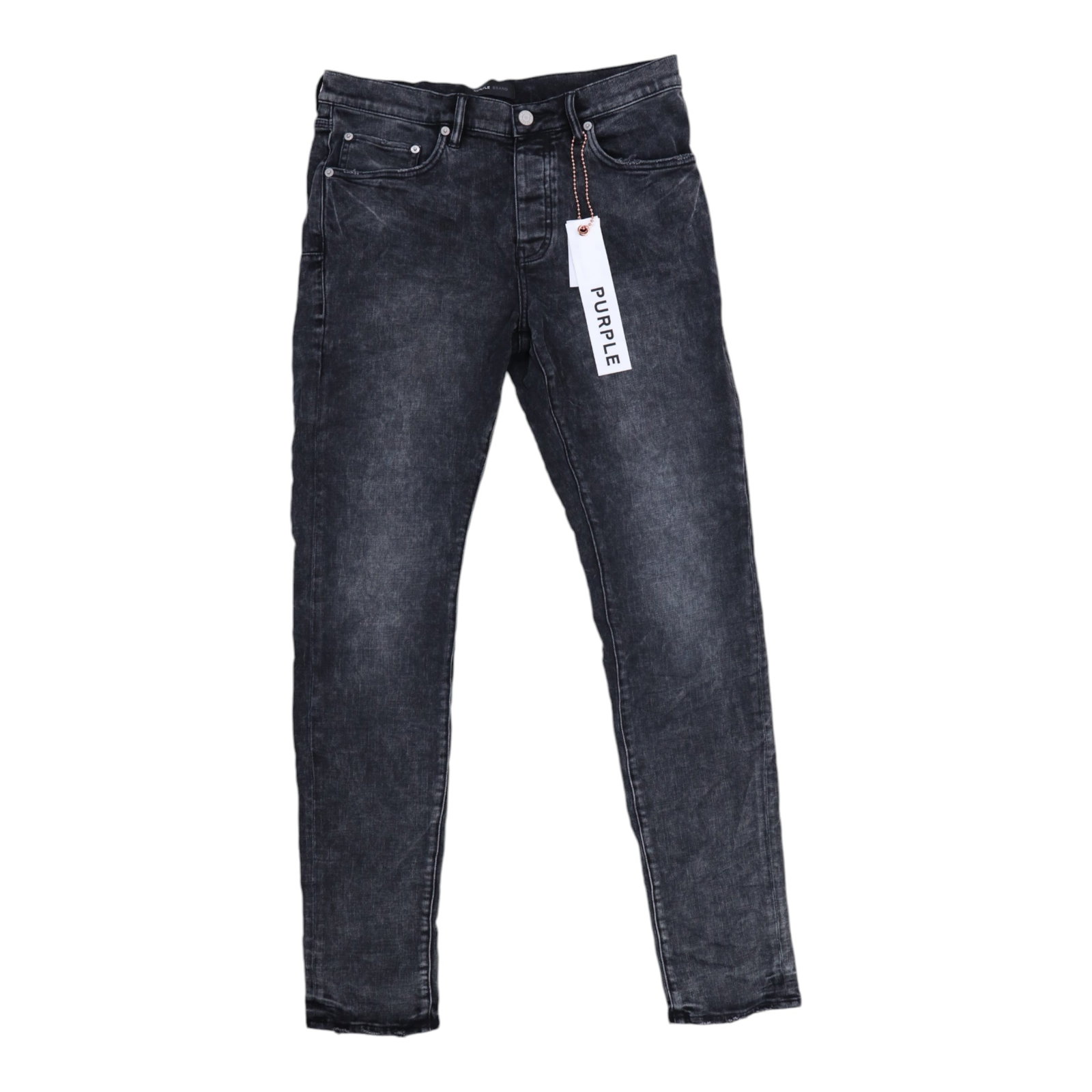 Purple Brand slim fit black stretch denim jeans size 33: Purple Brand slim fit black stretch denim jeans size 33 Purple Brand vintage wash black denim pants in a slim-fit silhouette. Made from stretch denim, this pair features a distressed vintage-washed bl