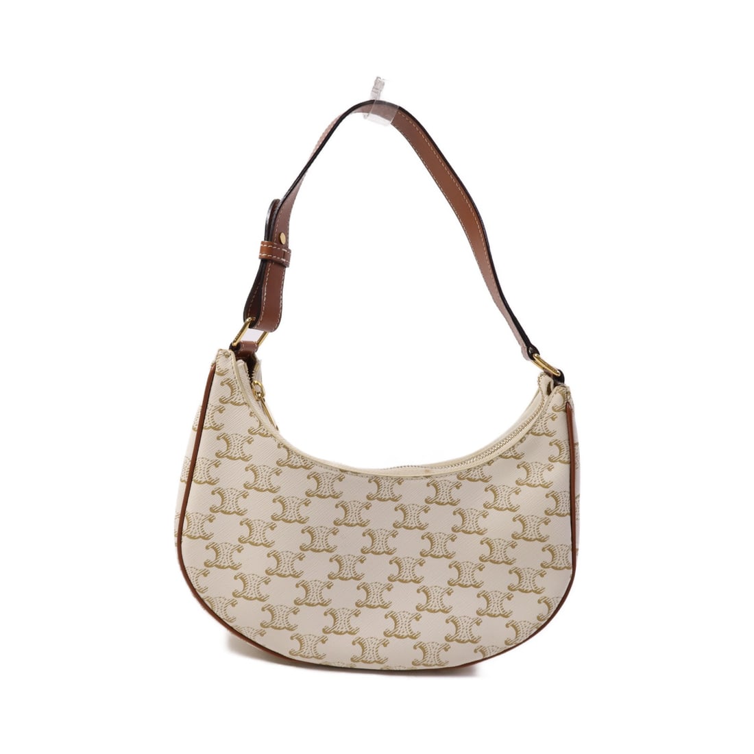 CELINE Ava Medium Shoulder Bag PVC Coated Canvas White Brown GHW: CELINE Ava Medium Shoulder Bag PVC Coated Canvas White Brown GHW Celine Ava Medium shoulder bag in white and brown PVC coated canvas. This women's shoulder bag features an open interior pocket and inc