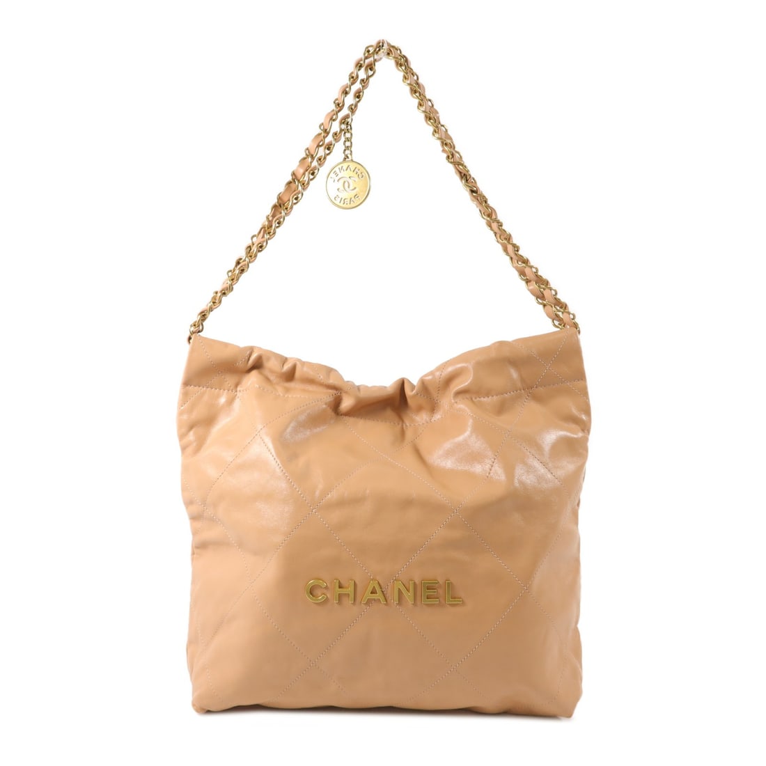 CHANEL AS3260 Chanel 22 Small Beige Calfskin Shoulder Bag: CHANEL AS3260 Chanel 22 Small Beige Calfskin Shoulder Bag Chanel 22 Small chain shoulder bag in beige calfskin leather. This women's shoulder bag features the CC design, model AS3260, with a magnetic 