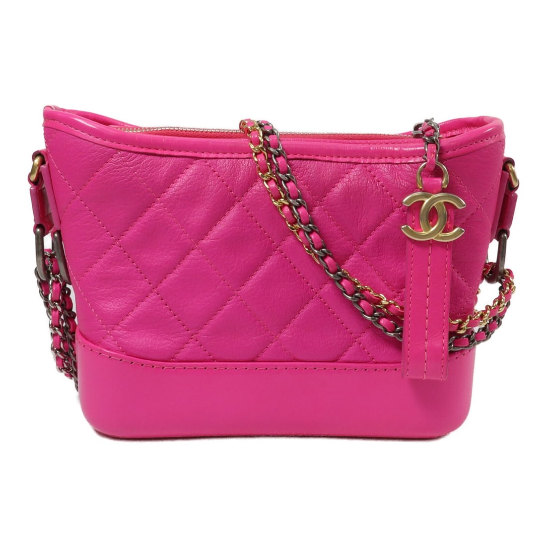 CHANEL Gabrielle Small Pink Calfskin Chain Shoulder Bag: CHANEL Gabrielle Small Pink Calfskin Chain Shoulder Bag Chanel Gabrielle small chain shoulder bag in pink calfskin leather. This women's shoulder bag features a chain strap and an interior with one op