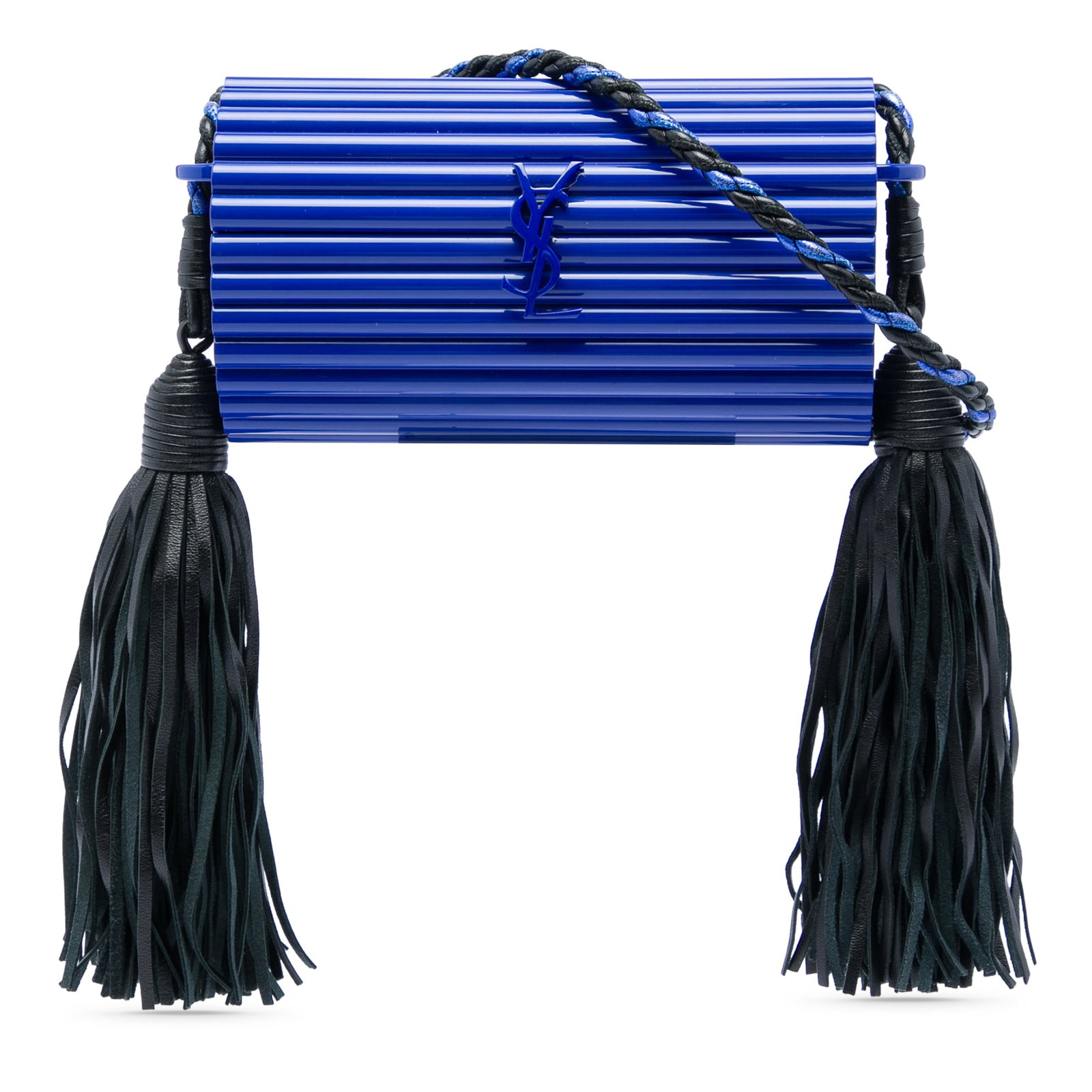 Saint Laurent Opium Box Bag blue acrylic lambskin fringe crossbody (1 of 6)