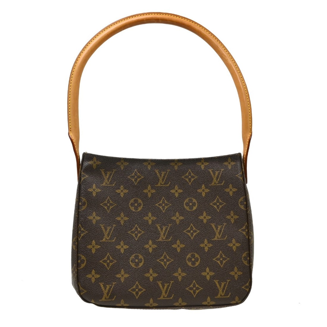 Louis Vuitton Mini Looping Monogram Canvas Top Handle Bag M51146: Louis Vuitton Mini Looping Monogram Canvas Top Handle Bag M51146 Vintage Louis Vuitton Looping MM handbag in brown monogram canvas and leather. This top-handle bag features a magnetic closure, logo ac