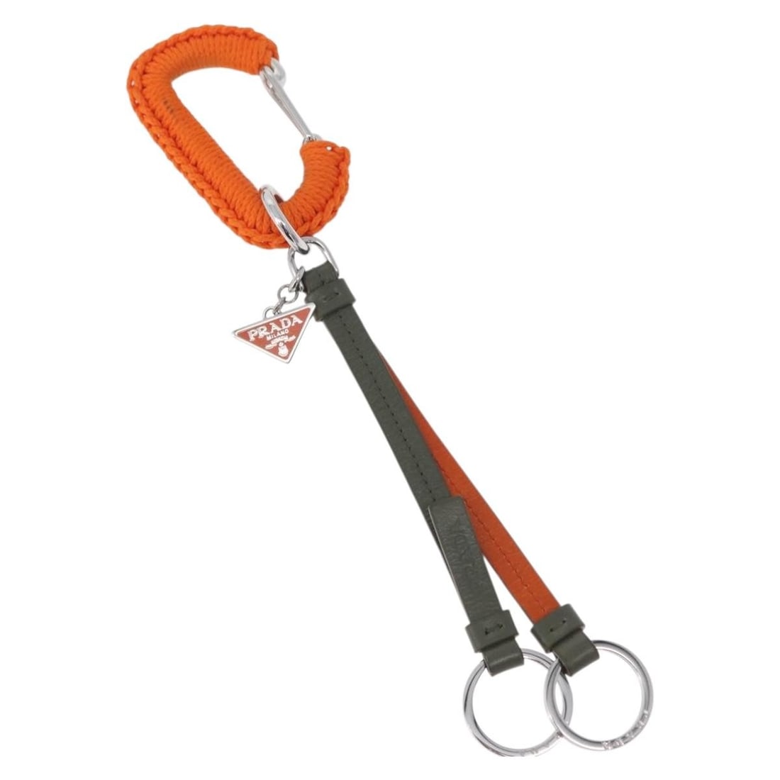 PRADA Orange Metal Key Holder with Box Italy: PRADA Orange Metal Key Holder with Box Italy Prada key holder in orange metal, made in Italy. It comes with the item box and is described as condition rank AB, very good, with slight rubbing and partl