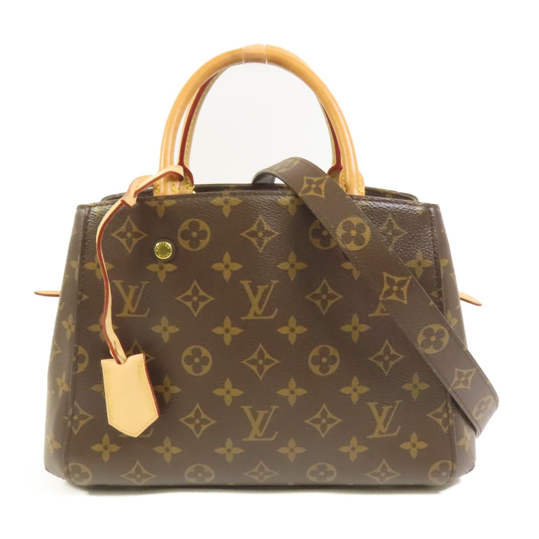 Louis Vuitton Montaigne BB M41055 Monogram 2 Way Bag: Louis Vuitton Montaigne BB M41055 Monogram 2 Way Bag Louis Vuitton Montaigne BB 2-way shoulder bag in brown Monogram PVC coated canvas. This women's bag features a structured silhouette with top handl