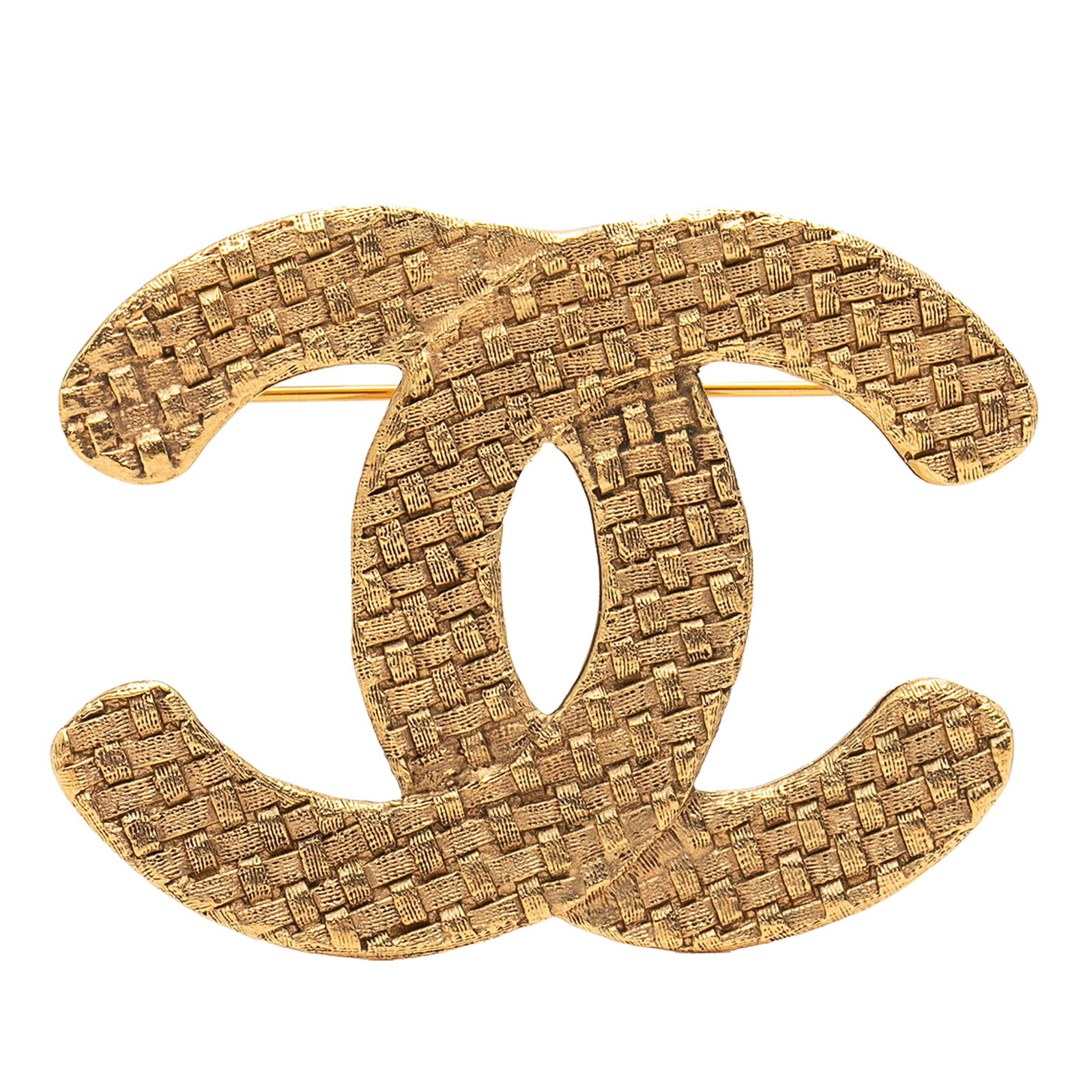 Chanel CC Quilted Diamond Gold Tone Brooch: Chanel CC Quilted Diamond Gold Tone Brooch Gold-tone Chanel CC brooch with a quilted diamond design and pin back closure. It is made of metal, originates from France, and is categorized as costume jew