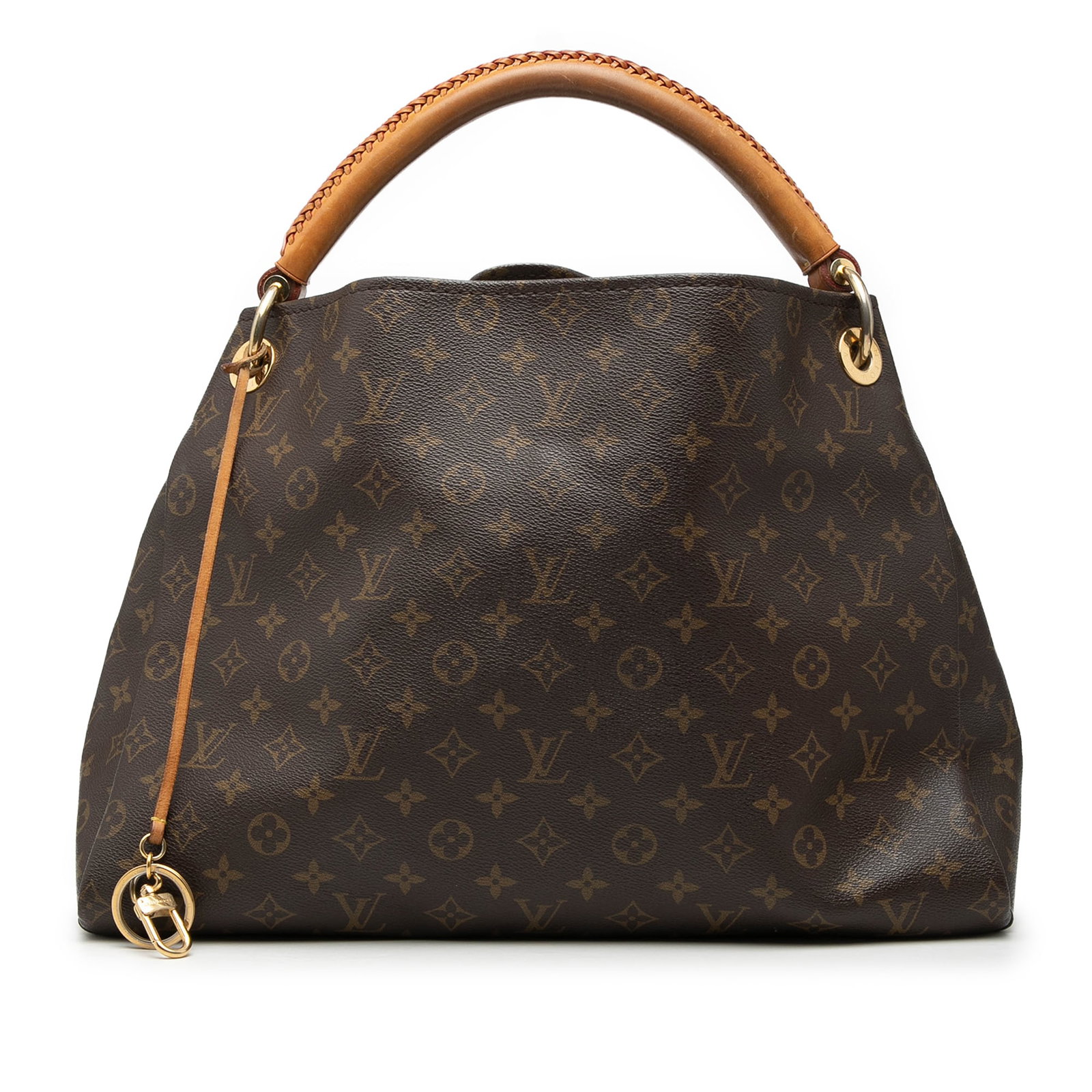 Louis Vuitton Artsy MM Brown Monogram Canvas Shoulder Bag: Louis Vuitton Artsy MM Brown Monogram Canvas Shoulder Bag The Louis Vuitton Artsy MM showcases the iconic monogram canvas with a rolled vachetta leather strap. This handbag features an open top design