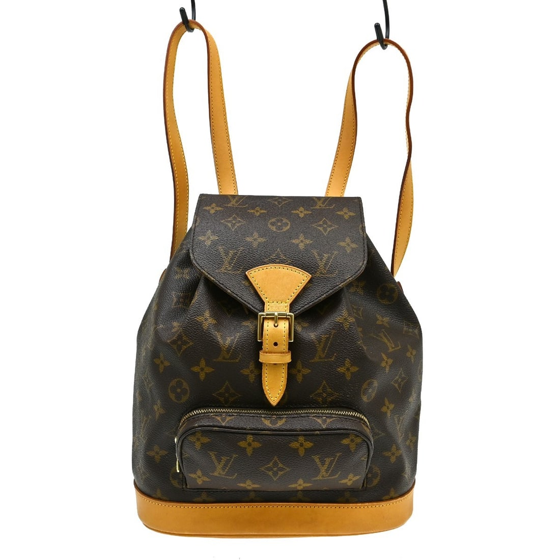 Louis Vuitton Montsouris MM Monogram Canvas Backpack M51136: Louis Vuitton Montsouris MM Monogram Canvas Backpack M51136 Vintage Louis Vuitton Montsouris MM backpack in brown Monogram canvas with leather trim. This medium backpack features a flap buckle and dra