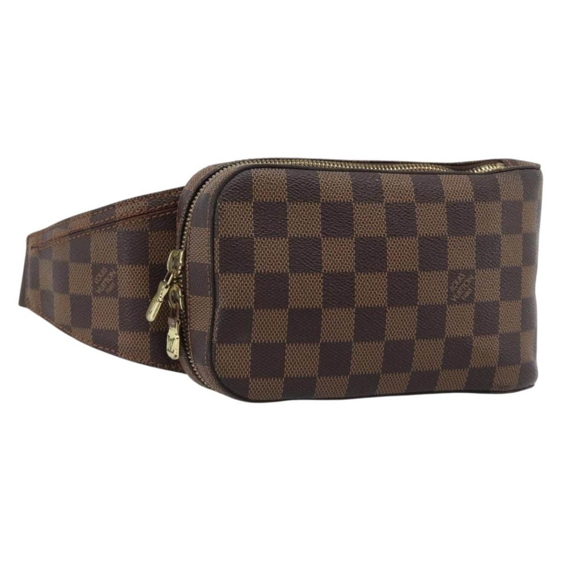 Louis Vuitton Geronimos Waist Bag Damier Ebene Canvas Brown: Louis Vuitton Geronimos Waist Bag Damier Ebene Canvas Brown Louis Vuitton Geronimos Waist in Damier Ebene, designed as a unisex waist bag. It is made of canvas in brown and measures 12 cm x 20 cm x 5 