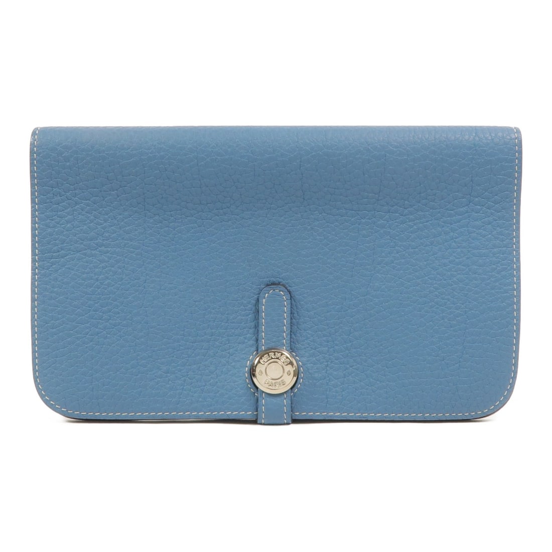 Hermes Dogon GM bifold wallet Bleu Jean Taurillon Clemence PHW: Hermes Dogon GM bifold wallet Bleu Jean Taurillon Clemence PHW Hermes Dogon GM long wallet in Bleu Jean Taurillon Clemence leather with palladium-tone hardware. This bifold purse features an open pock