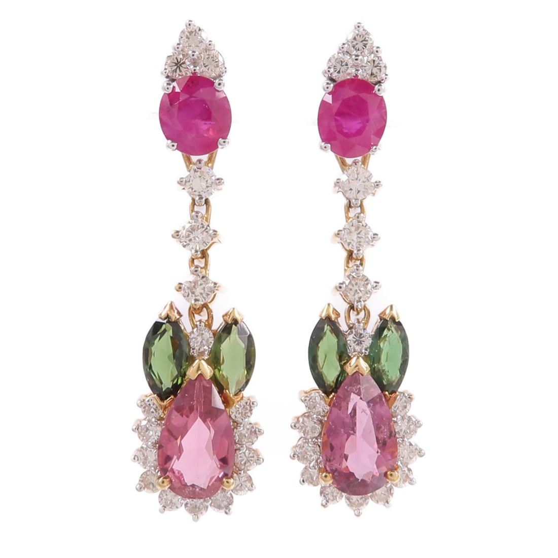 18K Ruby Earrings in Yellow and White Gold (1 of 7)