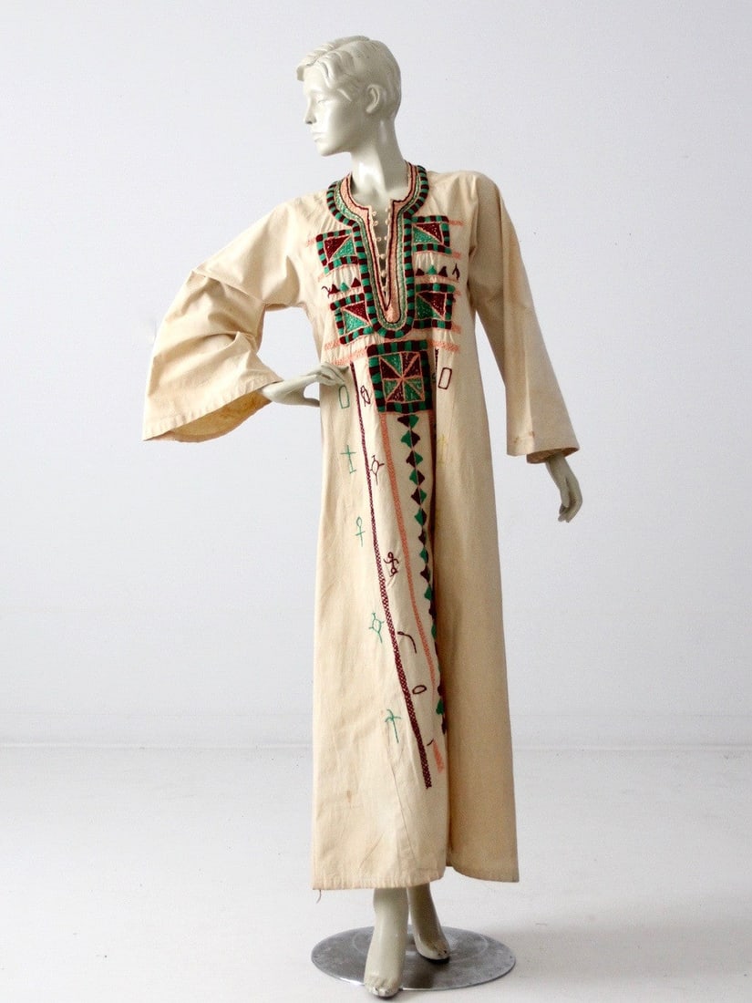 Vintage Long Kurta Tunic Dress with Embroidery (1 of 6)