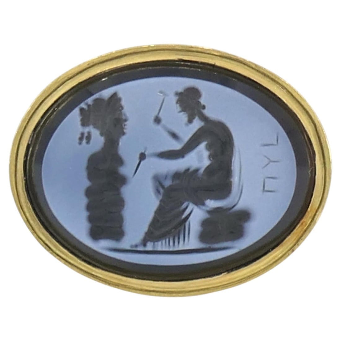 18k Gold Signet Ring with Hardstone Intaglio Classical Figure (1 of 10)