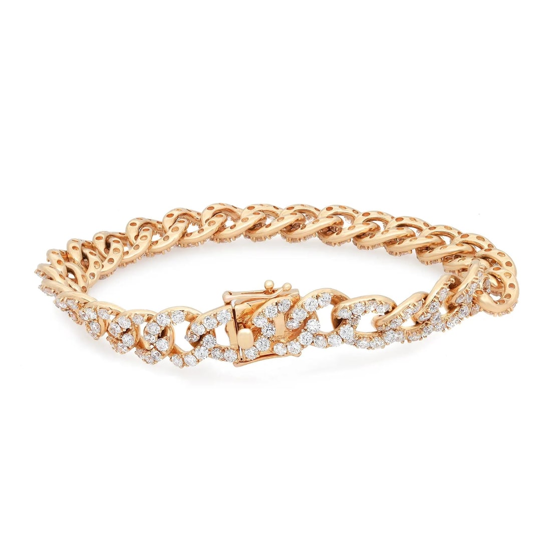 Rachel Koen 18K Yellow Gold Diamond Cuban Link Bracelet 7.65ct 7in (1 of 5)