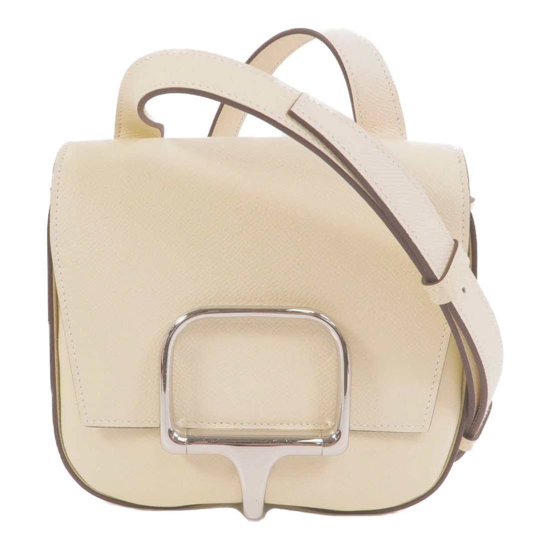 Hermes Della Cavalleria Mini Epsom Calfskin Shoulder Bag Nata PHW: Hermes Della Cavalleria Mini Epsom Calfskin Shoulder Bag Nata PHW Hermes Della Cavalleria Mini Shoulder Bag in Nata and beige tones, made in France. It is crafted from Epsom leather and calfskin (cowh