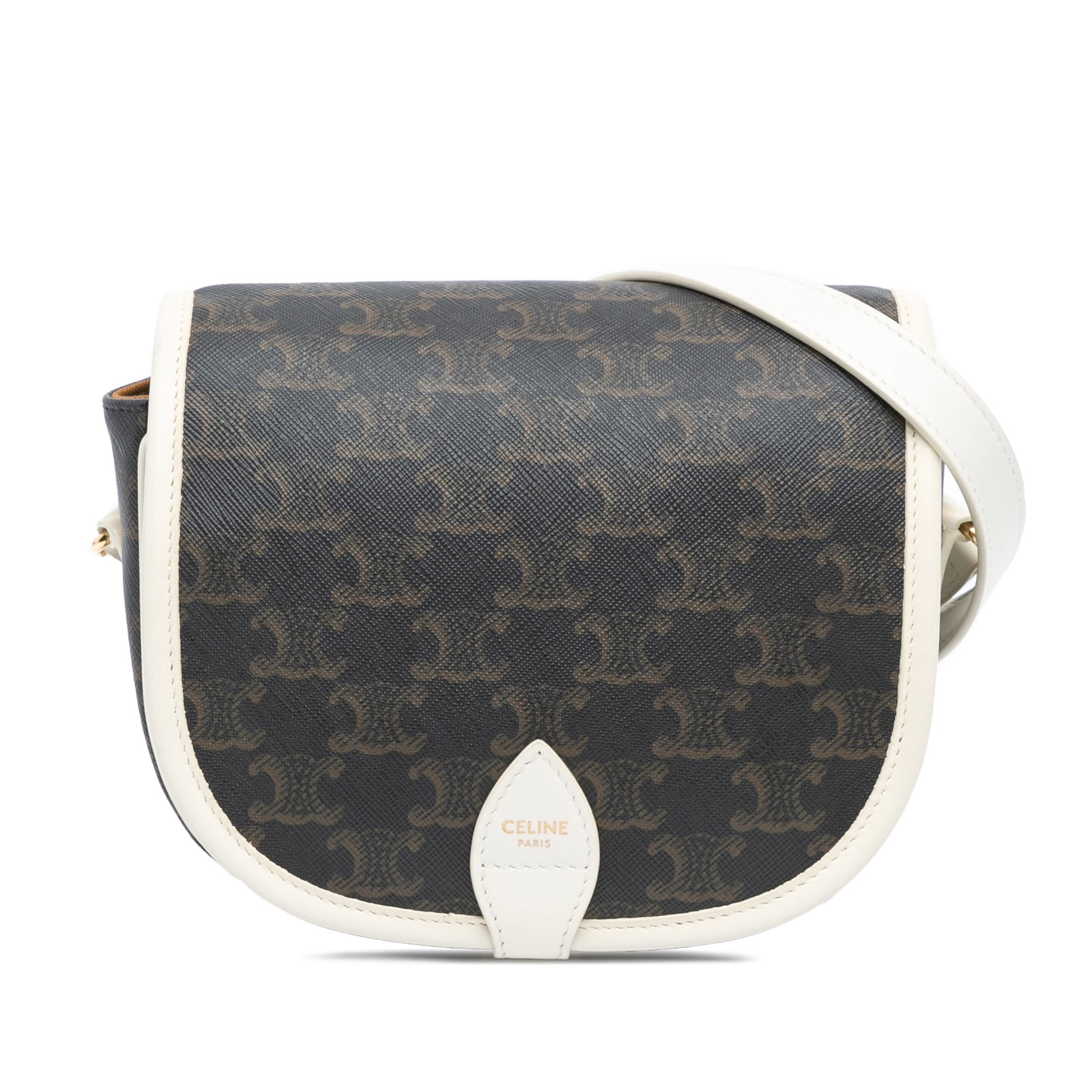 Celine Medium Triomphe Folco Crossbody Bag Brown Coated Canvas: Celine Medium Triomphe Folco Crossbody Bag Brown Coated Canvas Introducing the Celine Medium Triomphe Coated Canvas Folco Crossbody, a stylish and practical accessory ideal for daily use. This crossbo