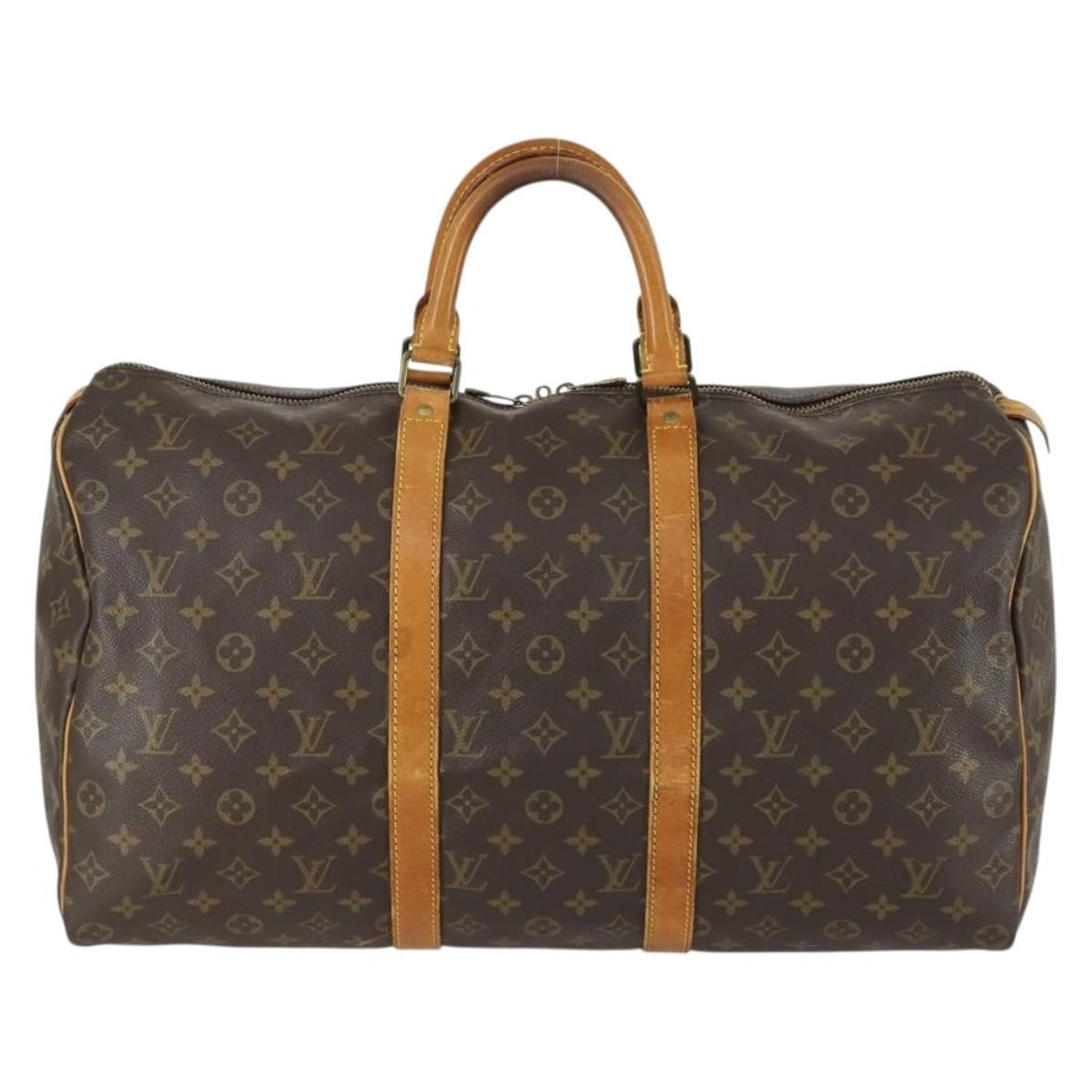 Louis Vuitton Keepall Monogram Canvas Travel Bag 50cm Unisex Brown: Louis Vuitton Keepall Monogram Canvas Travel Bag 50cm Unisex Brown The Louis Vuitton Keepall Bag features the iconic Monogram Canvas design in brown and is suitable for unisex use. Crafted in France, 