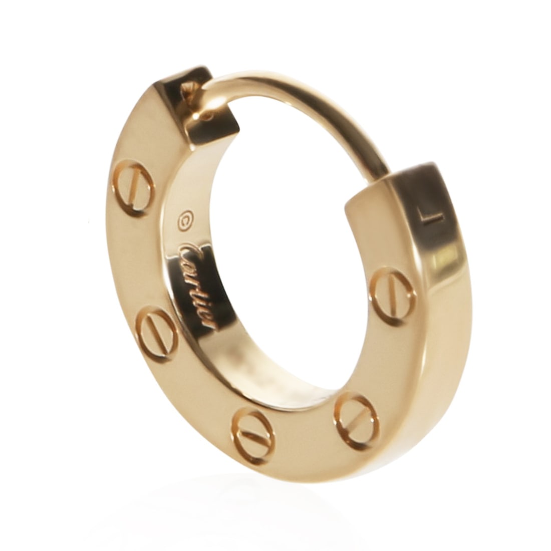 Cartier Love Single Hoop Earring 18k Yellow Gold: Cartier Love Single Hoop Earring 18k Yellow Gold Pre-owned Cartier Love single hoop earring in yellow gold. This unisex piece comes with the original box or packaging, papers, certificate of authentic