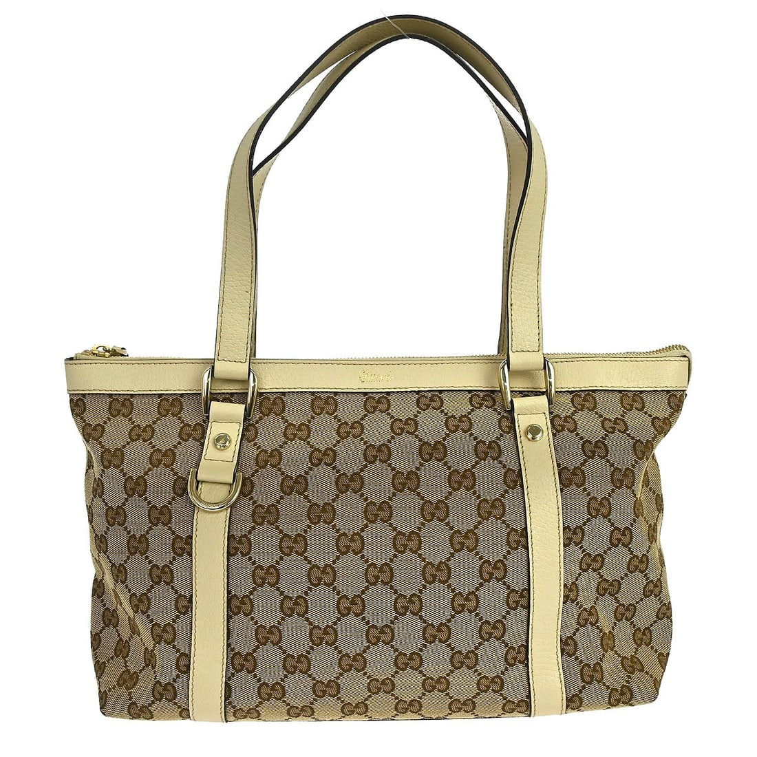 Gucci Abbey D Ring Large Tote in Beige GG Canvas Leather: Gucci Abbey D Ring Large Tote in Beige GG Canvas Leather Gucci GG Abbey D Ring tote bag in beige canvas and leather with a structured large tote silhouette. Made in Italy, this women's bag features an