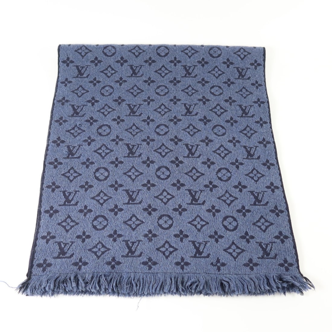 Louis Vuitton M78525 LV Monogram Wool Scarf 172x38 Navy (1 of 9)