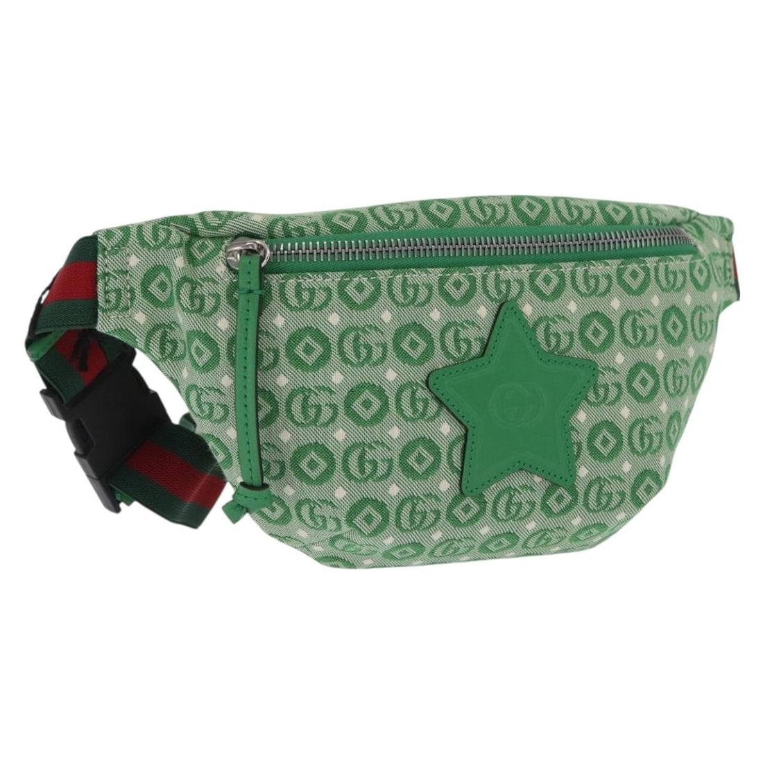 GUCCI 502095 Children's Web canvas waist bag green red: GUCCI 502095 Children's Web canvas waist bag green red Gucci children's Web Sherry Line waist bag in green and red canvas, made in Italy. This waist bag includes a dust bag and is noted in pristine co