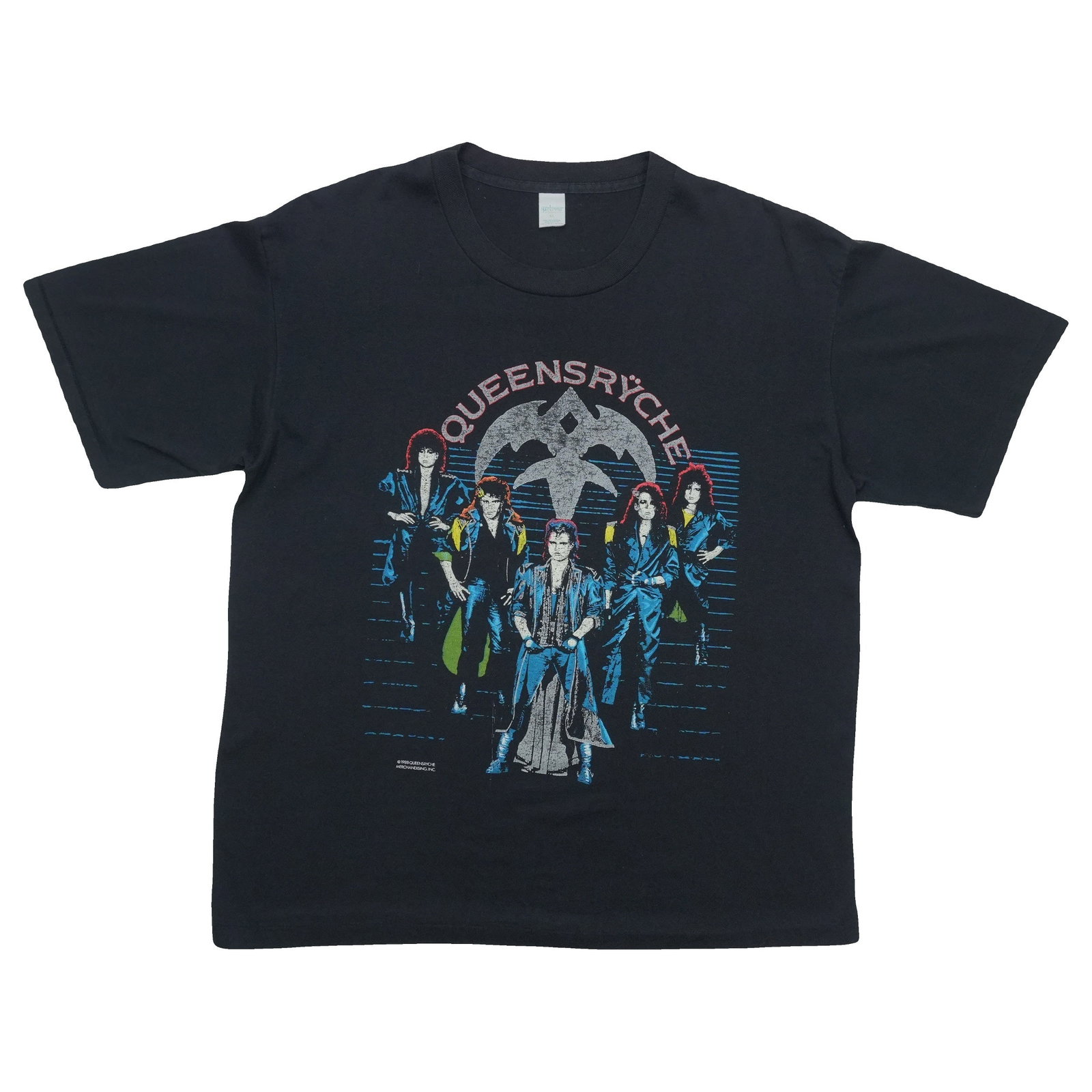 Vintage 1987 Queensryche Rage for Order black cotton T shirt: Vintage 1987 Queensryche Rage for Order black cotton T shirt Authentic vintage 1987 Queensryche Rage for Order tour shirt with front and back graphics. This original 1980s single-stitch shirt is a tru
