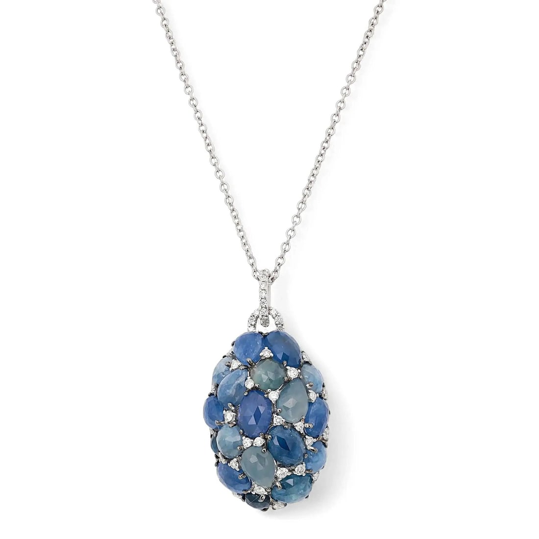 Giovanni Ferraris 18K White Gold Sapphire Diamond Pendant Necklace (1 of 7)