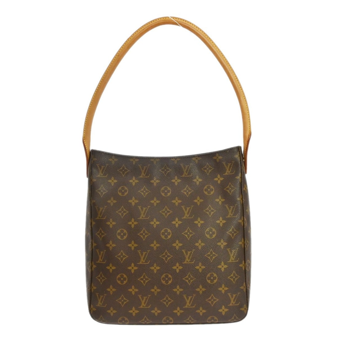 Louis Vuitton Looping GM Monogram Shoulder Bag M51145 France: Louis Vuitton Looping GM Monogram Shoulder Bag M51145 France Vintage Louis Vuitton Looping GM shoulder bag in brown Monogram canvas with leather trim and a beige leather strap. This women's shoulder b