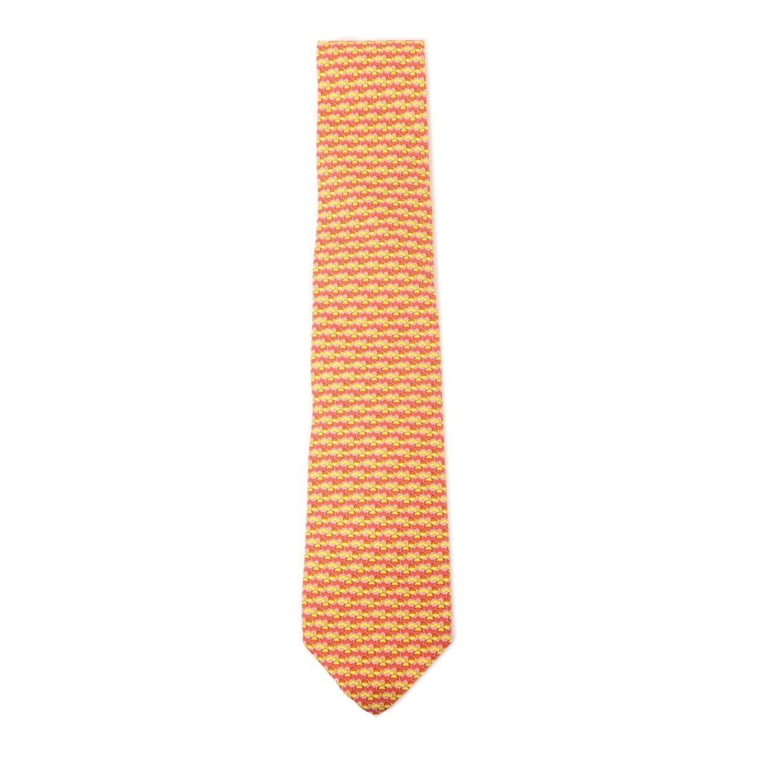 Hermes 605860TA Silk Mens Tie Red Yellow with Box (1 of 11)