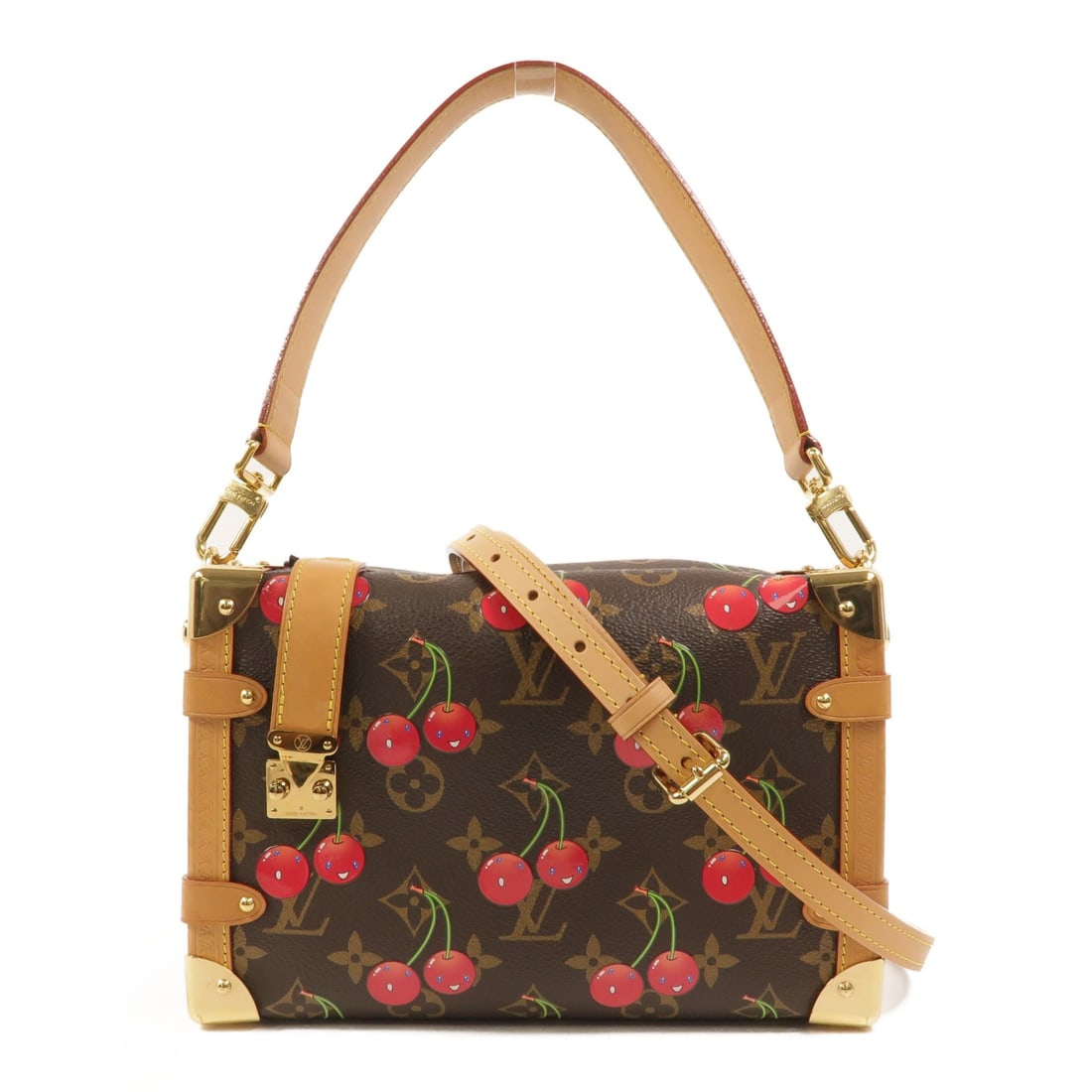 Louis Vuitton M14278 Cherry Side Trunk 2way Shoulder Bag Monogram: Louis Vuitton M14278 Cherry Side Trunk 2way Shoulder Bag Monogram Louis Vuitton Cherry Side Trunk 2-way shoulder bag in brown Monogram PVC coated canvas. This women's bag features a structured trunk-i