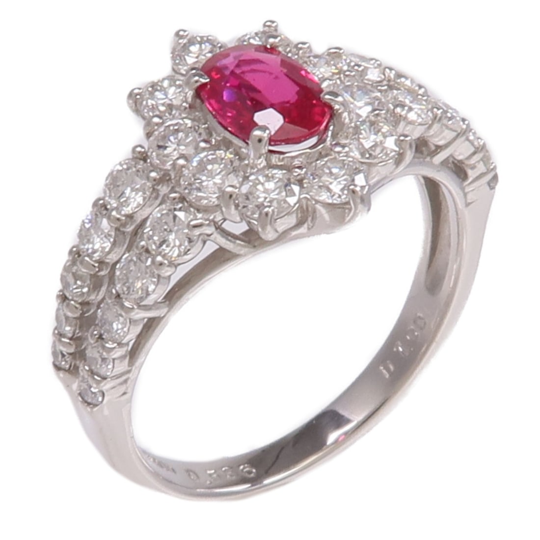 Pt900 Platinum Ruby Diamond Ring JEWELRY US Size 5.25 (1 of 8)