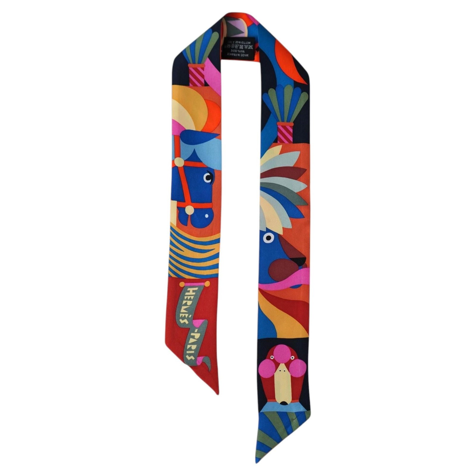 Hermes Parade en Fanfare multicolored silk Twilly with box (1 of 6)