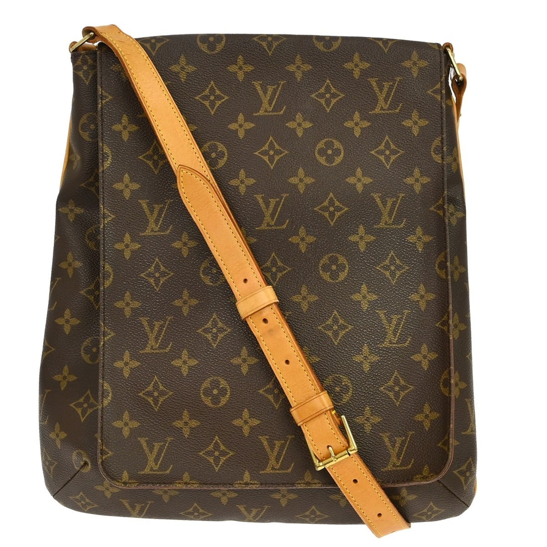 Louis Vuitton Musette Monogram Canvas Shoulder Bag M51256: Louis Vuitton Musette Monogram Canvas Shoulder Bag M51256 Vintage Louis Vuitton Musette shoulder bag in Monogram canvas with leather strap and zip closure. This medium women's bag shows reasonable wea