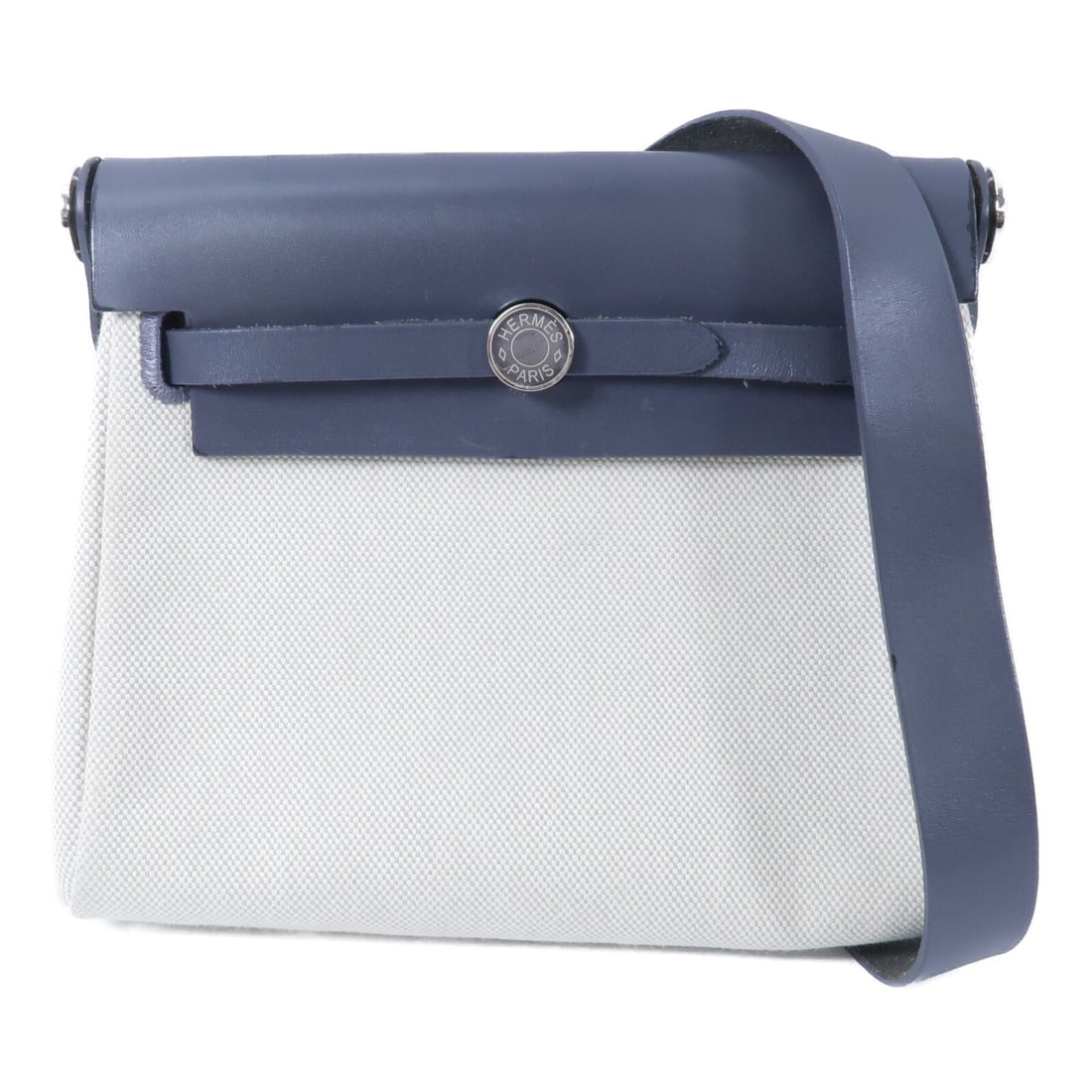 Hermes Mini Herbag Canvas Shoulder Bag Ardoise Beige PHW (1 of 15)