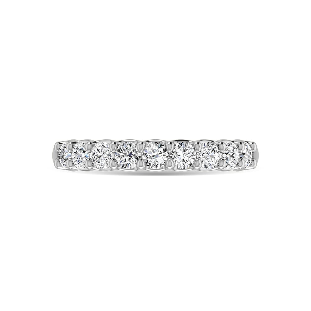 14K White Gold Lab Grown Diamond 1 3/4 Ct.Tw. Round Shape Half Way wedding Band (size 6.5) (1 of 4)