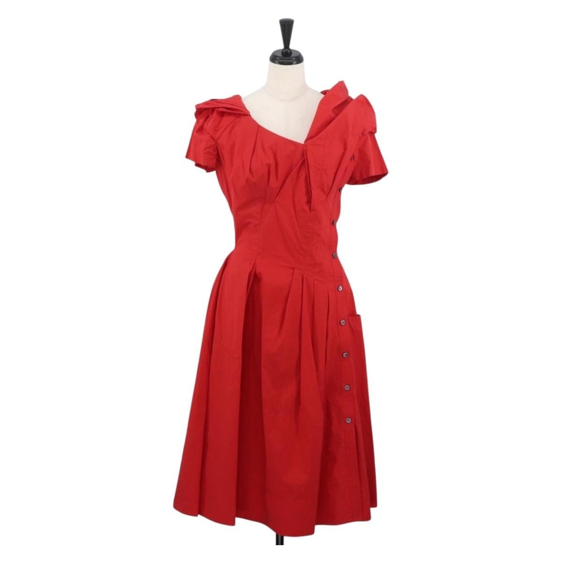 Louis Vuitton Red Cotton Shirt Dress Made in France (1 of 16)